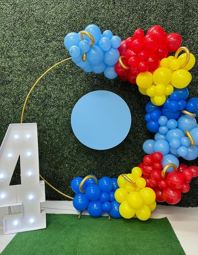 Cartoon Balloon Garland Arch Kit 171pcs with 4D Star Gold Long Balloons, Red Blue Yellow Balloons Arch Kit for Birthday Baby Shower Carnival Circus Hedgehog Super Hero Gamer Theme Party Decor