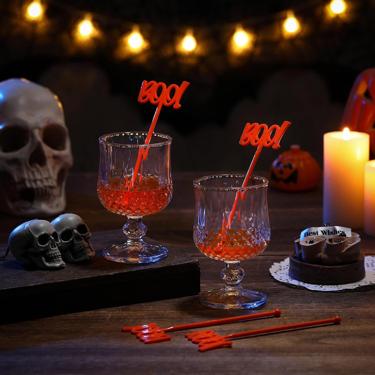 30 Pcs Halloween Swizzle Sticks Plastic Coffee and Cocktail Stirrers Fall Thanksgiving Drink Stirrers Cocktail Mixers for Halloween Fall Autumn Party