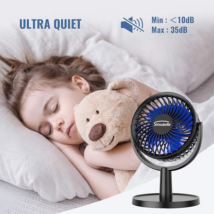 Shinebella 4 Speeds Small Desk Fan with Strong Airflow, Personal Portable Mini USB Fan, Quiet, 310 Degree Rotation, Detachable, Easy to Clean, Lightweight, 4 inch, for Bedroom, Desk, Home… B08NP31ZWB