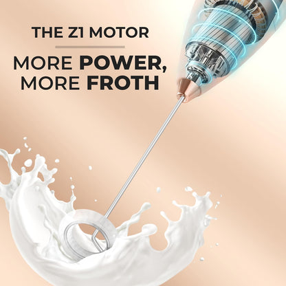 Zulay Kitchen Powerful Milk Frother Wand With 4 AA Duracell Batteries - Ultra Fast Handheld Drink Mixer - Electric Whisk Foam Maker for Coffee