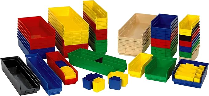 Quantum Storage QSB106 Hanging Plastic Shelf Bin Storage Containers - 23-5/8" x 6-5/8" x 4" - 8 Pack