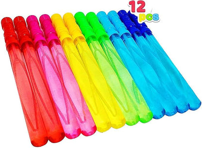 JOYIN 12 PCS 14.6’’ Big Bubble Wands with 12 X 12 ml Bubbles Refill Solution + 32 oz Bubble Solution Concentrated Refills (up to 2.5 Gallon) for Kids, Adults, Summer Toy Party Favor, Outdoors, Easter