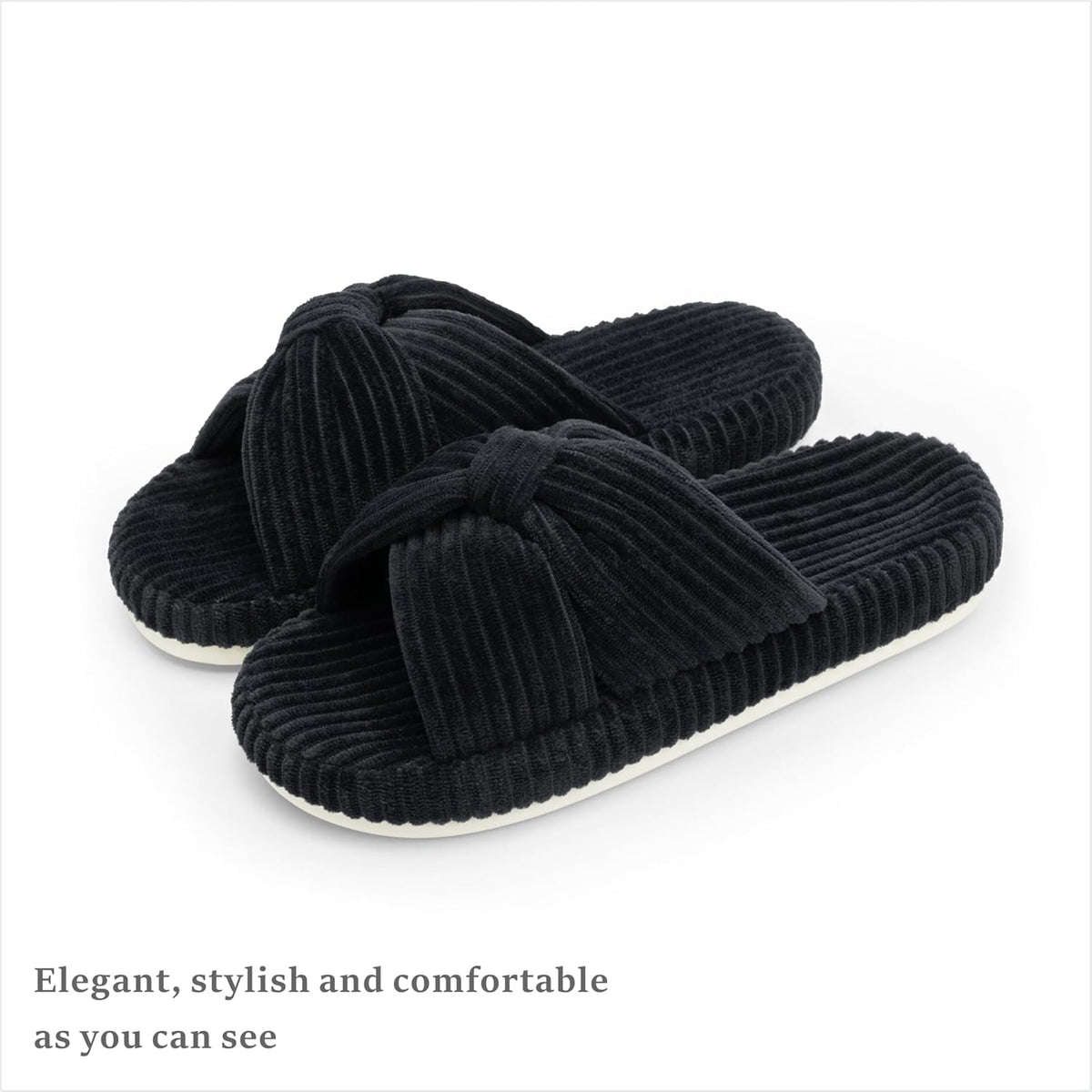 Chantomoo Slippers for Women Memory Foam House Bedroom Corduroy Bow Crossbands Slide Slipper Shoes Comfy Trendy Gift Slippers