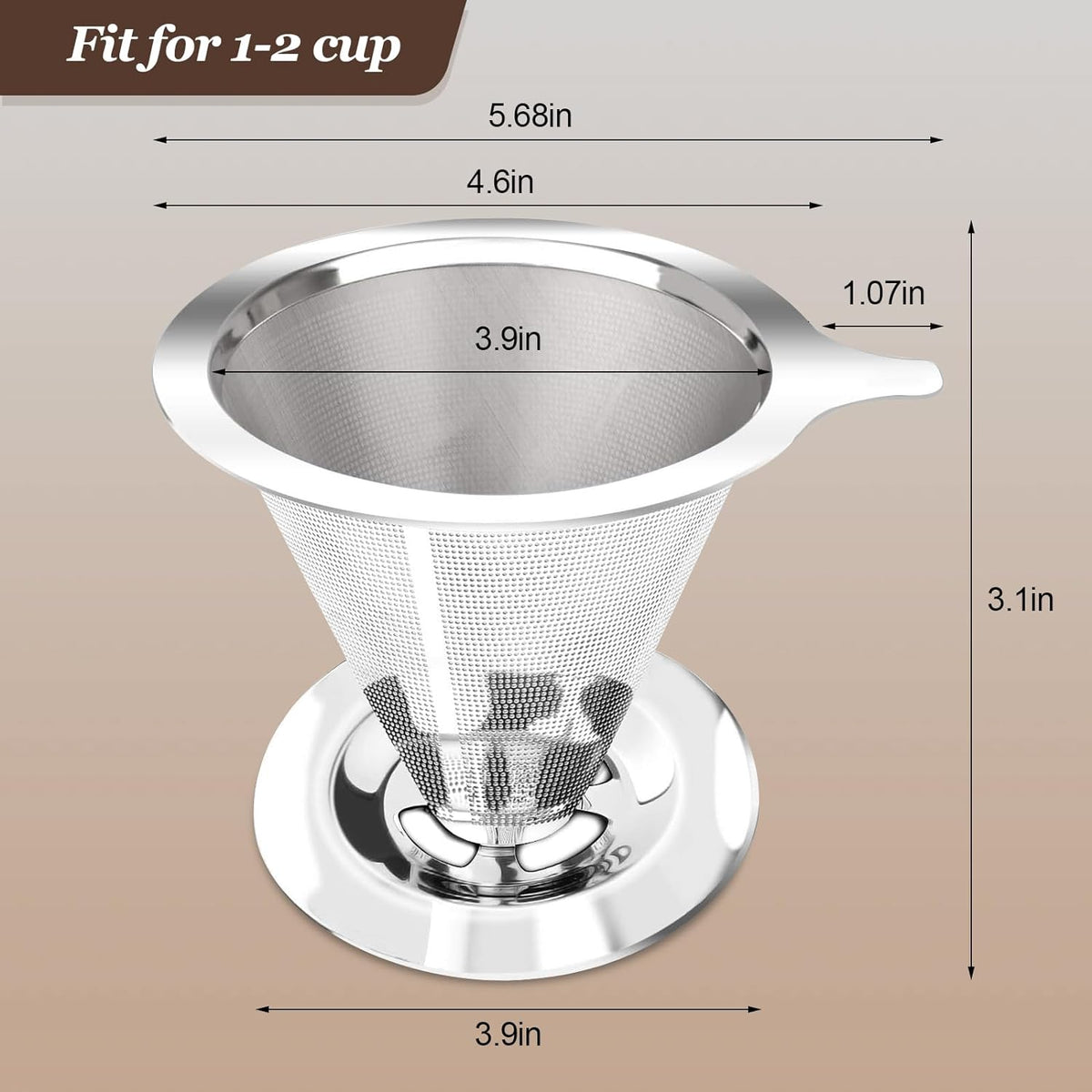 Pour Over Coffee Dripper, Slow Drip Paperless Coffee Filter, Pour Over Coffee Maker for 1-2Cups Brew