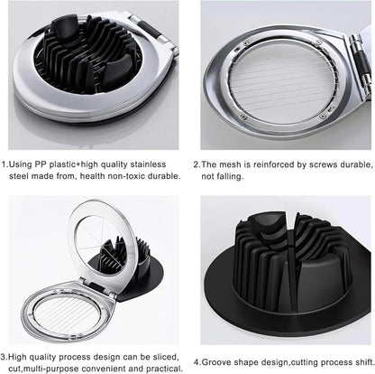 Egg Slicer, BIBURY Egg Slicer for Hard Boiled Eggs, Heavy Duty Egg Cutter for Egg Strawberry Mushroom Soft Fruit, Stainless Steel Wire with 3 Slicing Styles, Easy to Clean