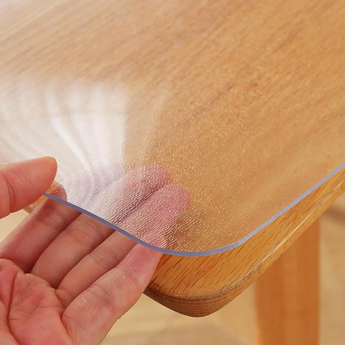 Frosted Clear Table Protector 16 x 24 Inch, 1.5mm Thick Plastic Table Cover, Waterproof PVC Clear Table Cover Protector, Desk Protector Mat, Writing Desk Pad for Desktop, Coffee & Dining Room Table