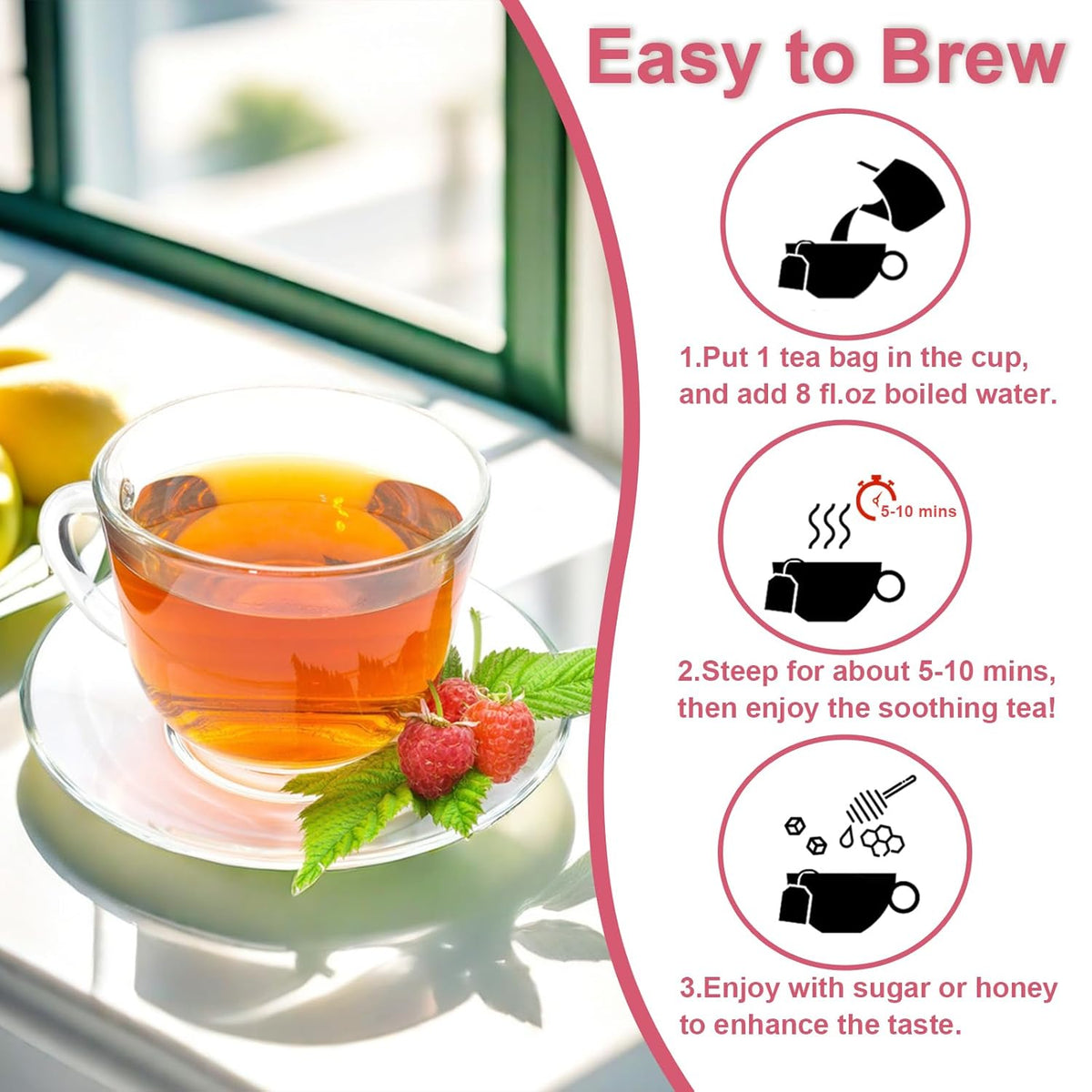 Tearelae - Raspberry Leaf Tea - 1.5g x 60 Count - Premium Red Raspberry Leaves Tea Bags - Promote a Healthy Pregnancy, Ease Menstrual Cramp