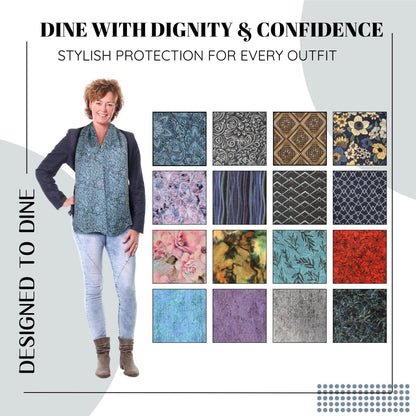 Adult Bib Scarf - Dignified Alternative to Bibs | Washable and Reusable Clothing Protectors for Eating
