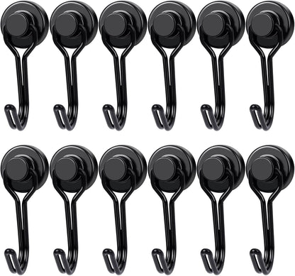 E BAVITE Swivel Swing Magnetic Hooks, 30LB（12pack） Refrigerator Magnet Hook,Strong Neodymium Magnets, Perfect for Refrigerator and Other Surfaces,60mm(2.36in) in Length