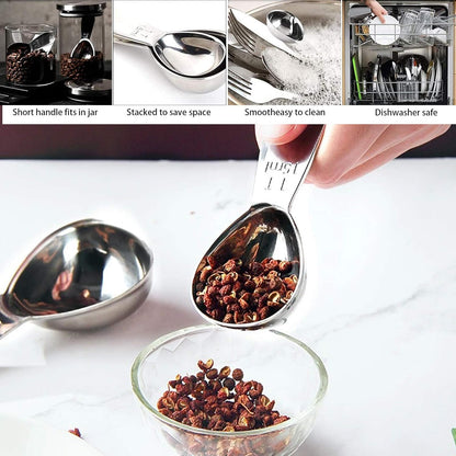 coffee scoop 3-piece set Stainless steel tablespoon measure spoon, Coffee scoop 1 tablespoon(15 ml, silver) Suitable for ground coffee, Milk