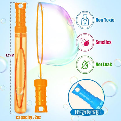 SpringFlower 48 Pcs Bubble Wand, Bubble Wands Bulk, Bubble Party Favor Supply for Summer Indoor & Outdoor Activities, Bubble Solution Summer Toy in 6 Colors, Birthday,Wedding, Party