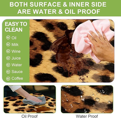 ANNA QUEEN 6FT Leopard Picnic Table Cover with Bench Covers Picnic Table Cover Set 3PCS 72"x30", Waterproof Outdoor Bench and Tablecloth Furniture Protection for Camping Beach BBQ
