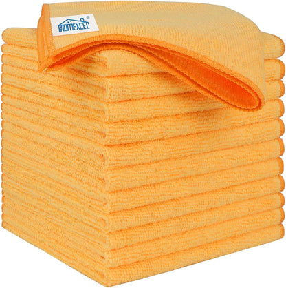 Homexcel Yellow Microfiber Cleaning Cloths 12 Pack, 12.5 x 12.5 inch Microfiber Towel for Cars, Ultra Absorbent Car Washing Cloth