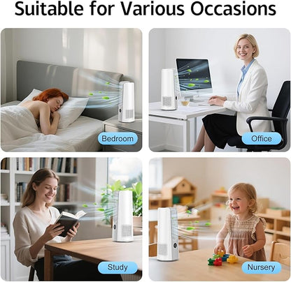 13 Inch Desk Fan, Portable Bladeless Fan, Small Quiet Table Fan with 60°Oscillating, 9 Speeds & 9H Timer, LED Display, Button Control, Easy to Clean, Personal Desktop Fan for Bedroom, Office，Home