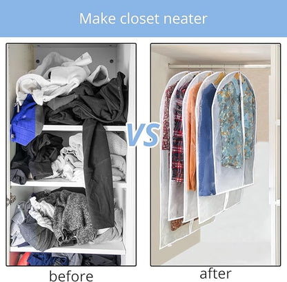 Dress Bags for Gowns Long - Foldable, 65" Clear Garment Bags for Closet Storage and Travel 24"x65"/ 4 Pack