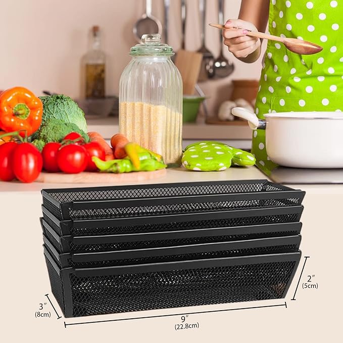 2PCS Drawer Organizer for Kitchen,Utensil Mesh Drawer Organizer with Interlocking Arm for Cosmetic,Flatware,Pen (9 * 3 * 2 Inches,Black)