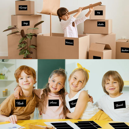 STARLIBOO Removable Colored Labels Stickers, 3X5 Inch Removable Large Label Stickers for Moving Boxes and Storage Bins- Waterproof- Tear Resistant (Black)