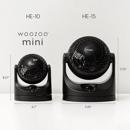 IRIS USA WOOZOO Desk Fan, Oscillating Air Circulator, 3 Speeds, 32ft Max Air Distance, 108ft² Coverage, 112° Adjustable Vertical Tilt, 27db Quiet Motor, Small Fan for Bedroom, Office, Dorm, Black