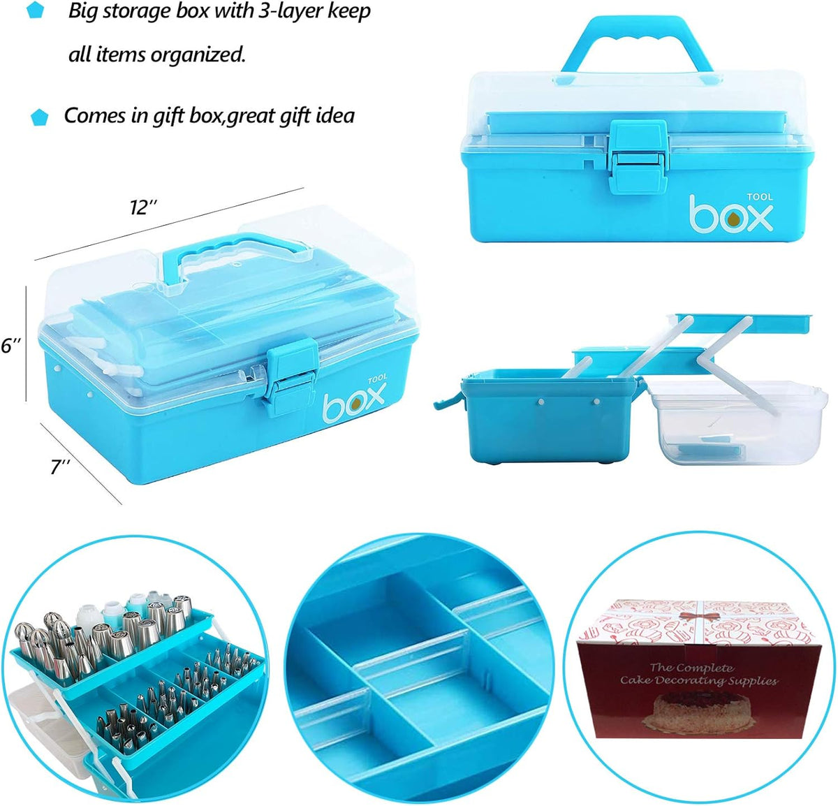 Cake Decorating Tools Supplies Kit - 368Pcs Baking Supplies with Storage Case for Beginners - Icing Piping Bags and Tips Set For Cookies