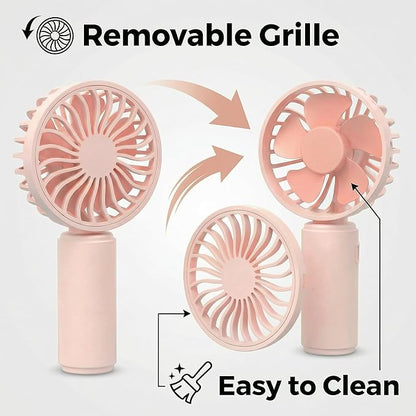 VanSmaGo 4 Pack Mini Handheld Fan, USB Rechargeable Portable Personal Fan with 3 Speeds, Detachable Cover, Small Lightweight Pocket-Size Fan for Kids, Family, Travel, School, Theme Park