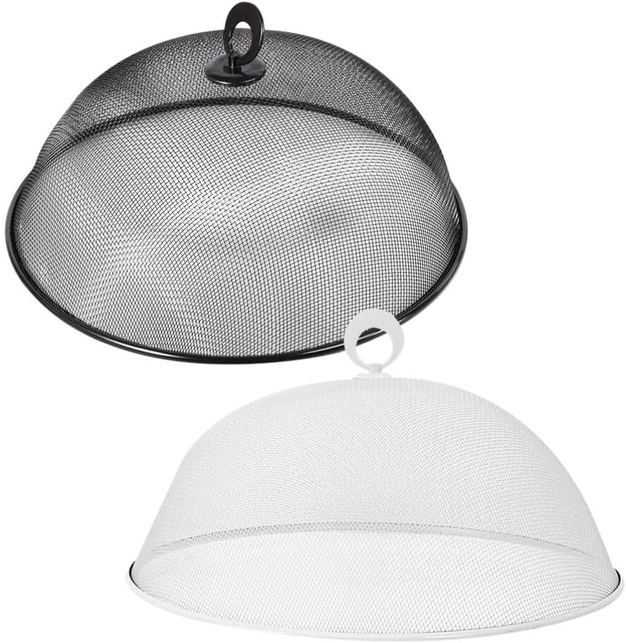 Metal Mesh Food Cover 2pcs Outdoor Mesh Food Tents Dome Screen Plate Cover 30cm Stainless Steel Fruit Fly Nets Picnic Food Umbrella for Table BBQ Camping