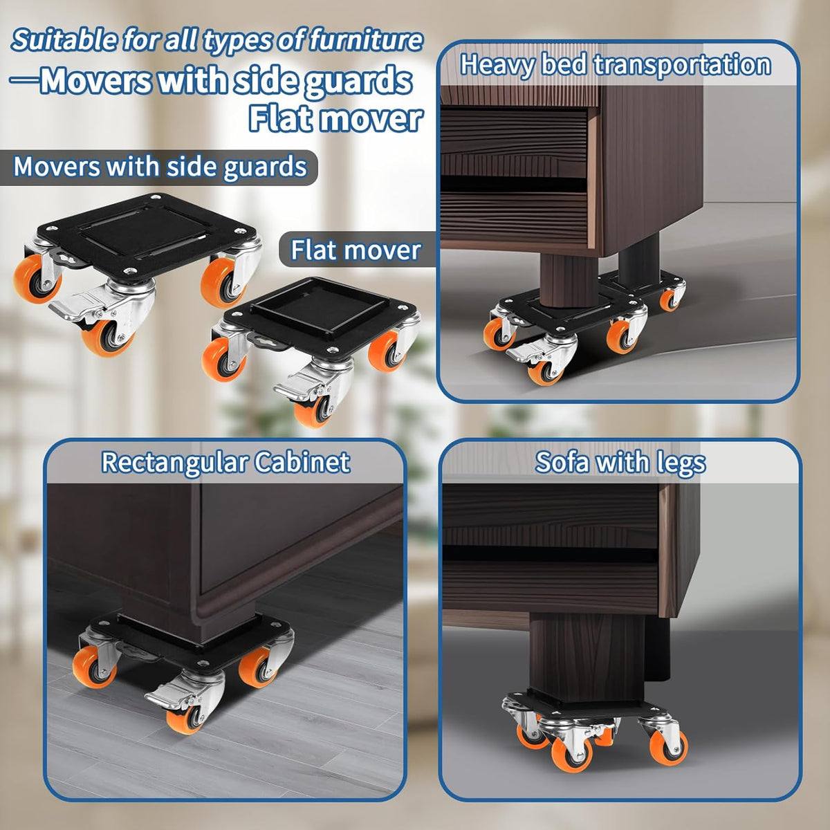 Furniture Dolly & Furniture Movers with Wheels – Furniture Lifters for Heavy Furniture – Lift and Wheel Combo Furniture Mover with Moving Furniture Gliders – Furniture Moving Wheels for Home & Office