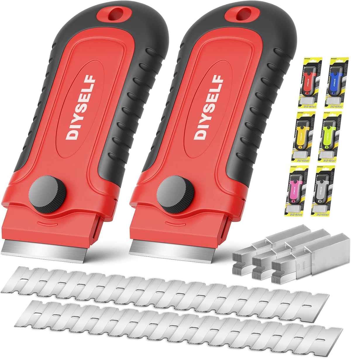 Diyself 1 Pack Razor Blade Scraper with 15 Extra Blades, Scraper Tool for Cleaning Window, Paint, Cooktop, Oven, Glass Stove Top Scraper