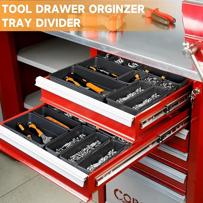 Tool Box Organizer Tray, Toolbox Desk Drawer Organizer, Tool Box Tray, Toolbox Organization Storage for Rolling Tool Chest (24 PCS)