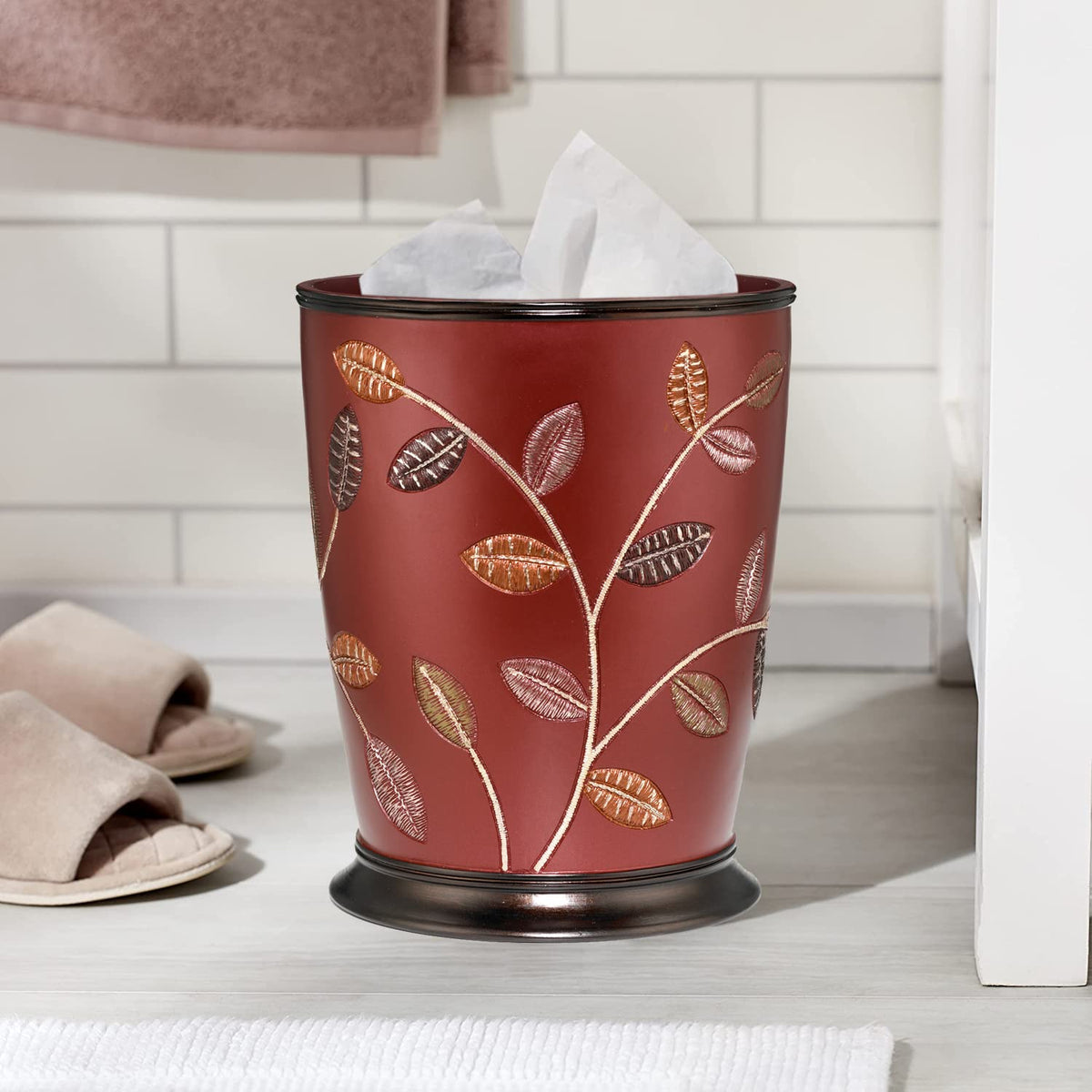 Zahari Home Decorative Trash Can for Bathroom, Office & Bedroom - 2.1 Gallons Stylish & Small Trash Can for Dorms, Desktop & Restroom - Chic Waste Basket for Compact Spaces, Aubury