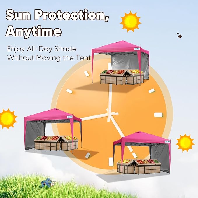 Quictent 10x10 Pop Up Canopy Tent with 1 Sidewall, Instant Setup Gazebo for 1 Person, Portable & Compact, Waterproof & UV Protection, Ideal for Camping, Beach, Parties, and Outdoor Events
