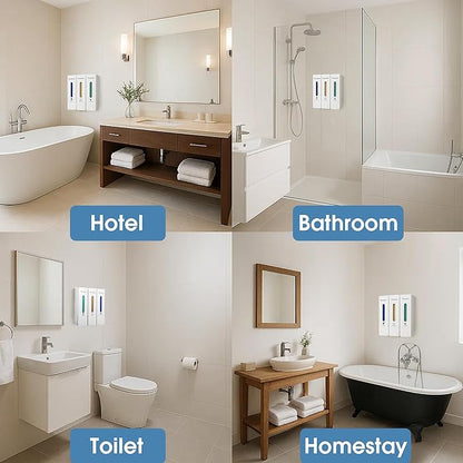 Shampoo and Conditioner Dispenser,Shower Dispenser 3 Chamber No Drill,Shower Soap Dispenser Wall Mounted for Bathroom Hotel with Upgrade Pump Head,3 * 400ml (White 3 Chamber)