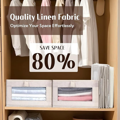 10 Pack Linen Closet Organizers And Storage, Closet Storage Bins for Closet Organization, Linen Closet Baskets Foldable Closet Organizer Bins with Clear Window For Organizing Clothing, Jeans