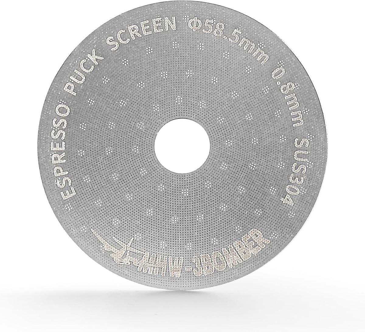 MHW-3BOMBER 58.5mm Espresso Puck Screen with Round Hole Metal Espresso Filter 0.8mm Thickness Coffee Filter for La Marzocco/Gaggia FG5586-OS