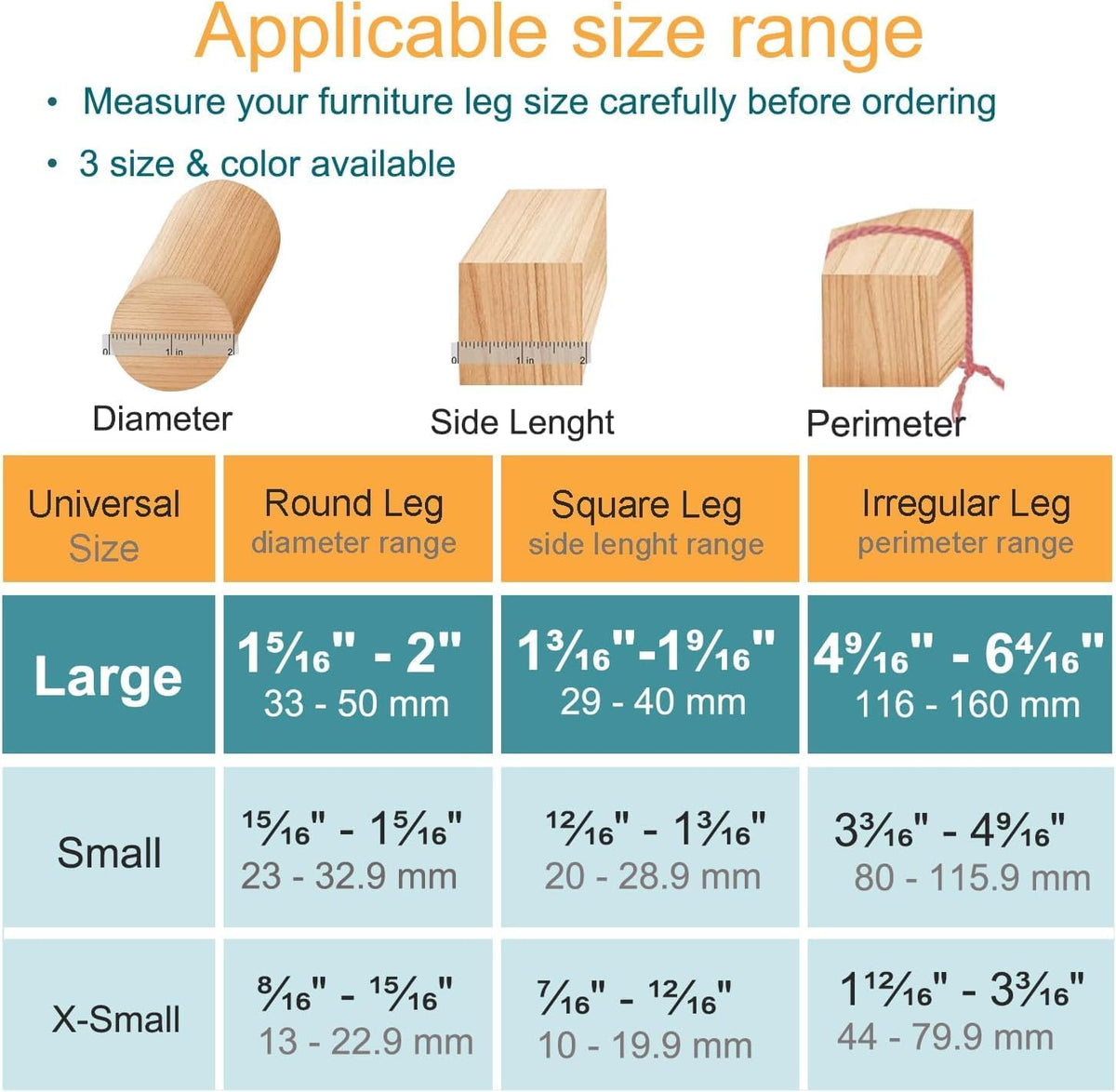16 Pcs Chair Leg Protectors for Hardwood Floors, Silicone Felt Furniture Leg Cover Pad for Protecting Floors from Scratches and Noise, Smooth Moving,Large(Fit Round Diameter：1-5/16" to 2")