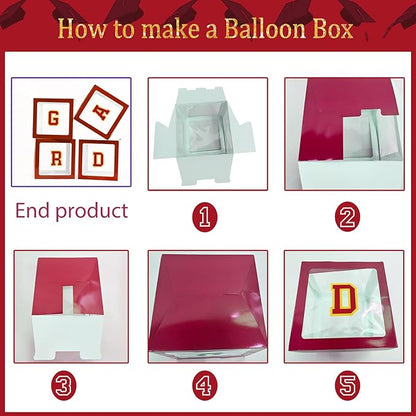 Graduation Decorations Class of 2026 - Maroon and Gold Graduation Decorations Set of 4 GRAD Balloon Boxes with Fringe Curtains So Proud of You Congrats Grad Party for Any Grades