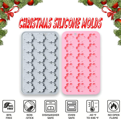 2 Pcs Snowflake Silicone Molds, 18-Cavity 3D Christmas Snowflake Chocolate Silicone Molds for DIY Christmas Winter Jello Candy Cupcake Fondant Baking Polymer Clay Decoration