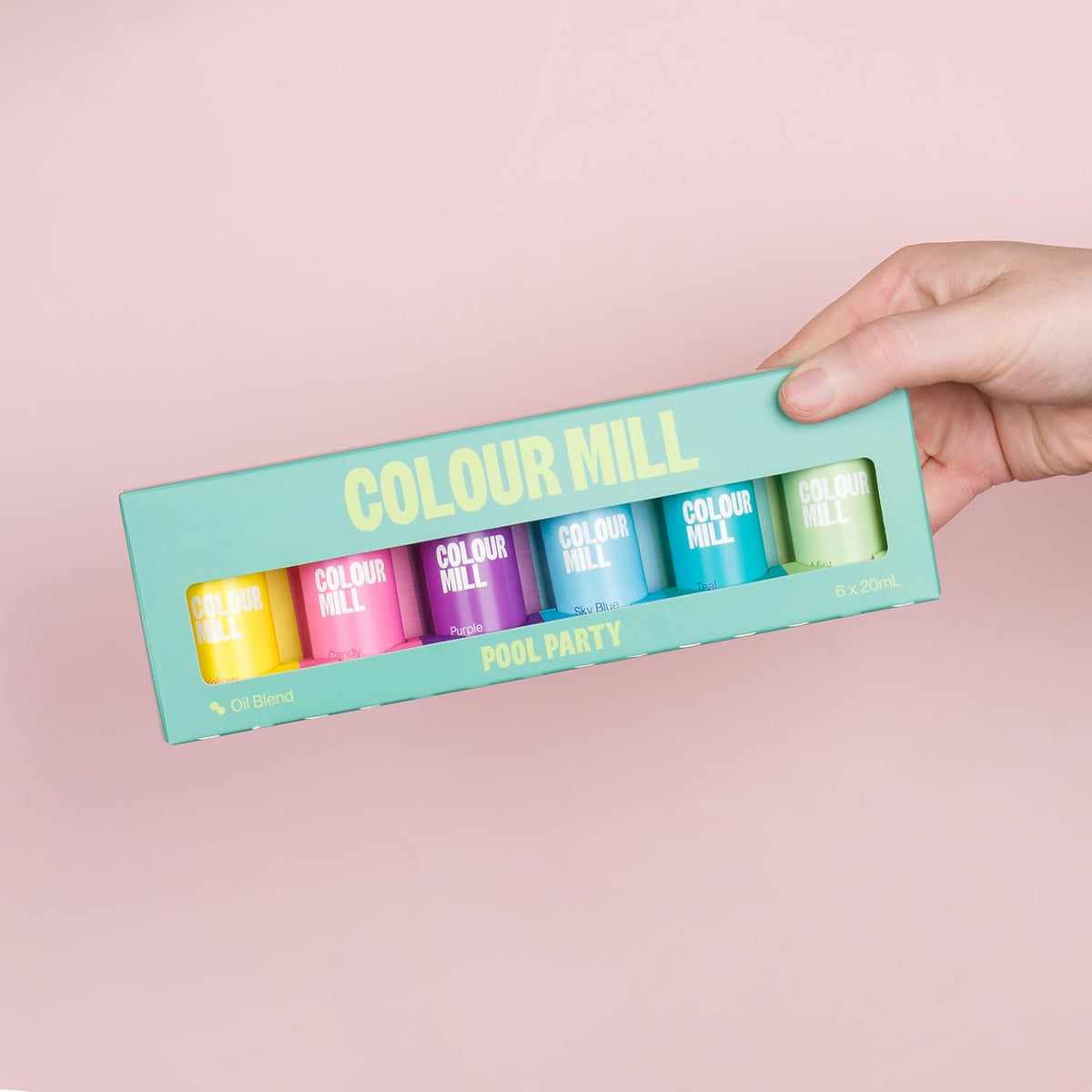 Colour Mill Pool-Party Pack Oil-Based Food Coloring, 20 Milliliters Each of 6 Colors: Candy, Mint, Purple, Sky Blue