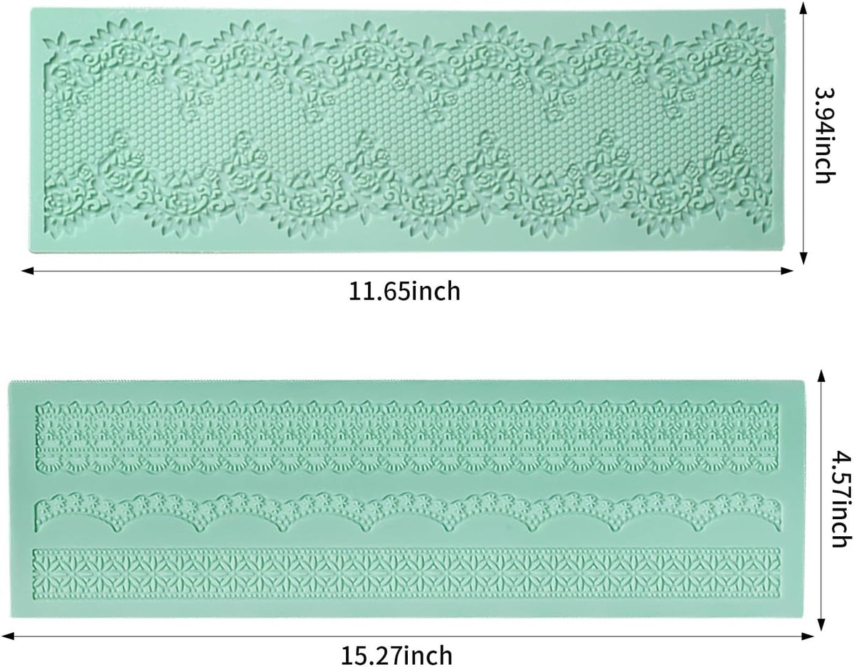 Growtail 2pcs Lace Molds Silicone,Cake Fondant Embossing Mat,Lace Molds for Cake Decorating Edible Lace