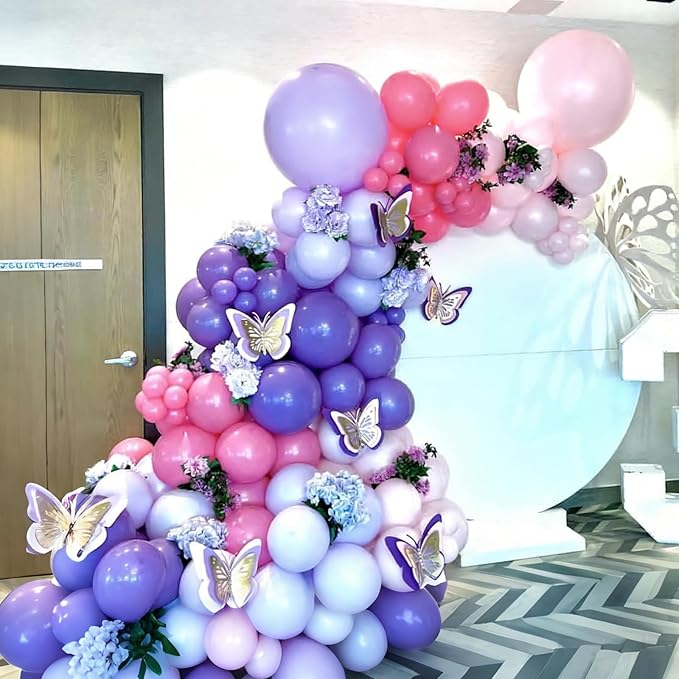 Lukiituke Pink and Purple Balloon Arch Kit, 134Pcs Light Purple and Pink Balloons, 4 Sizes Light Pink Purple Balloons for Wedding Bridal Baby Shower Birthday Party Decorations