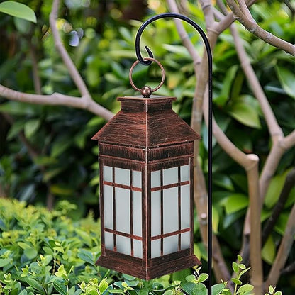 18" Glass Solar Lanterns Outdoor Waterproof, Large Solar Flickering Flame Lantern, Outdoor Lantern Decorative Metal Garden Light for Patio Garden Backyard Outside Tabletop Decor Birthday Gift Grandma