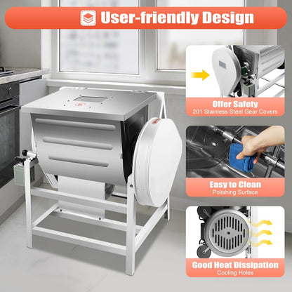 Commercial Dough Mixer Electric, 30Qt 1500W 201 Stainless Steel Large Dough Maker Machine, Heavy Duty Flour Mixing Machine, Bread Mixer for Restaurant School Bakery