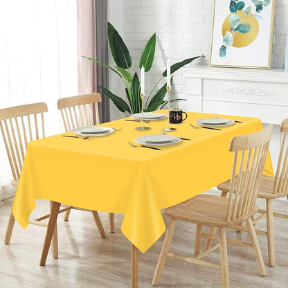 Mulbozy 12 Pcs Yellow Plastic Tablecloth for Rectangle Table, 54 × 108 inches Disposable Yellow Party Table Covers for Birthday, Anniversary, Wedding, Fine Dining, Graduation Party Decoration