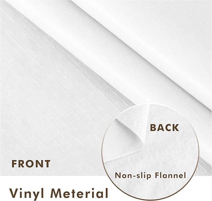 Nasitos 2 Pack Round White Tablecloth 60 Inch-Flannel Backed Vinyl Plastic Tablecloth, Waterproof Spillproof Round Plastic Table Cover Kitchen Dinning Decoration, Table Cloths for Outdoor & Indoor