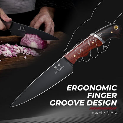 Kitchen Utility Knife From Japan - Small Chef Knife 5 Inch Forged from a Single Piece of High Carbon ATS-34 Steel