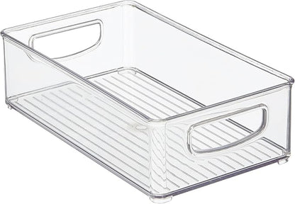 iDesign Stackable Pantry Bin with Handles for Kitchen Storage, Set of 4, Clear, Made in USA