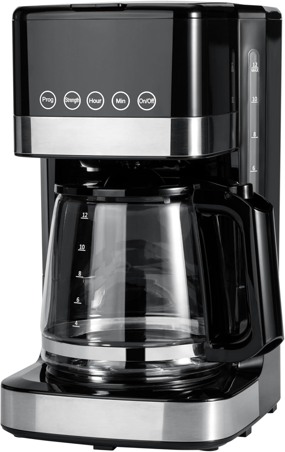 Programmable 12 Cup Drip Coffee Maker, Coffee Machine with Glass Coffee Pot (1.9 Qt), Auto Shut-off, Touch Screen, Auto Pause