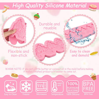 Baroque Embossed Cake Decorating Mold 3pcs, Lace Fondant Silicone Molds for Chocolate Candy Mousse Butter Biscuit Marzipan Sugar Craft Cake Border