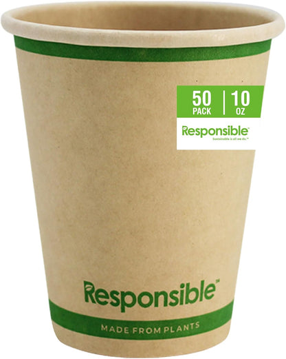 Certified Compostable 16 oz Paper Cups, Cold ＆ Hot Coffee Cups, Disposable Paper Cups, Extra Strength Disposable Cups, Made without Pfas (50 count)