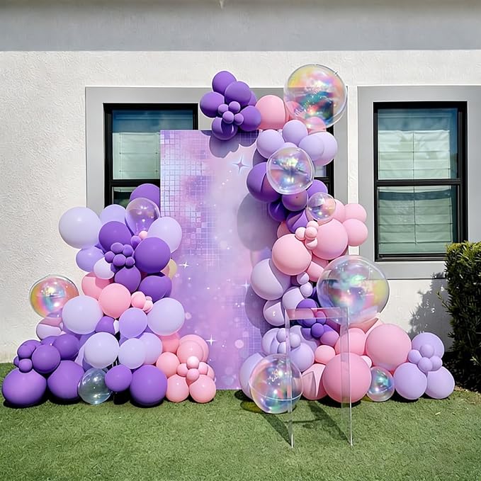 Lukiituke Pink and Purple Balloon Arch Kit, 134Pcs Light Purple and Pink Balloons, 4 Sizes Light Pink Purple Balloons for Wedding Bridal Baby Shower Birthday Party Decorations