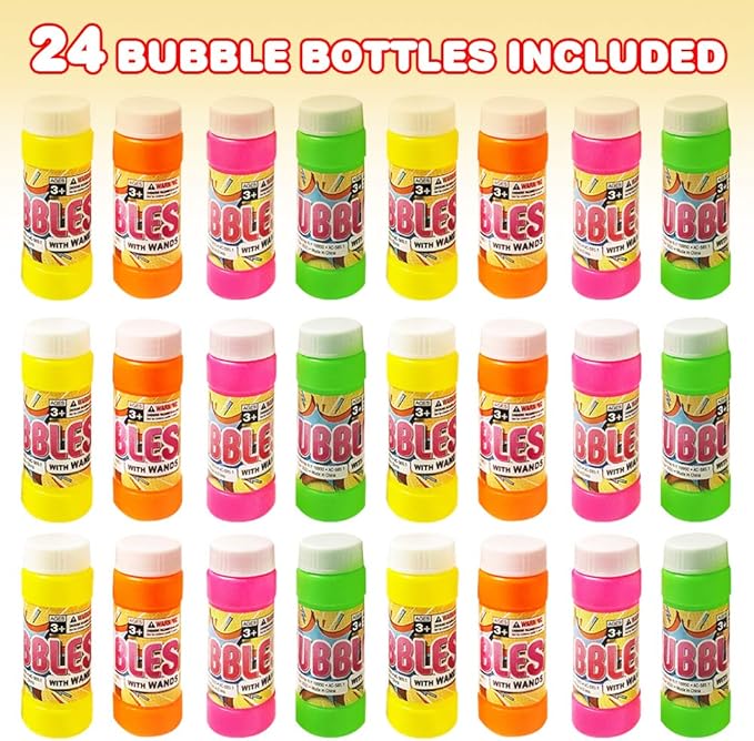 ArtCreativity Bubble Bottles with Wand - 24 Pack Bubbles for Kids Bulk Party Favors, Outdoor Summer Toys, Birthday Goodie Bag Fillers, Bulk Bubbles for Kids in Assorted Colors